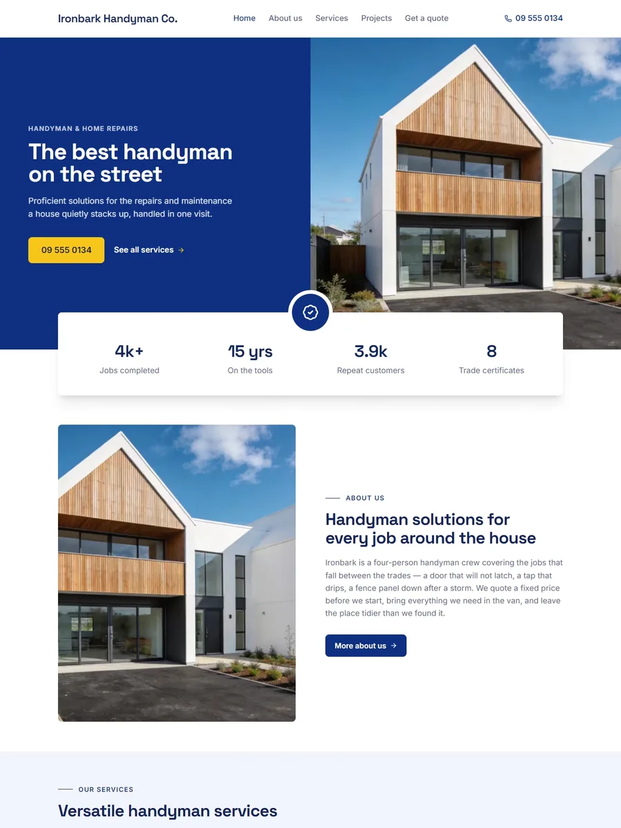 Anvil template, home page preview