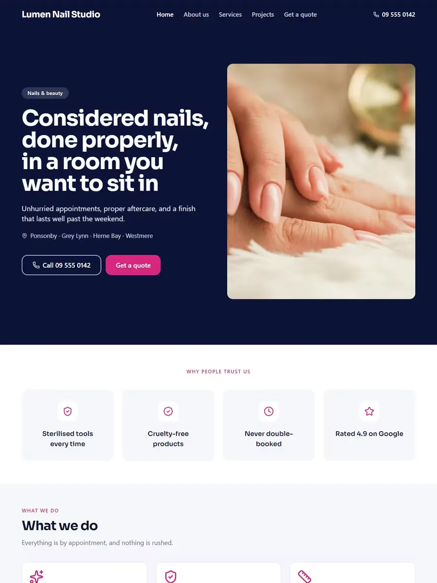 Beacon template, home page preview