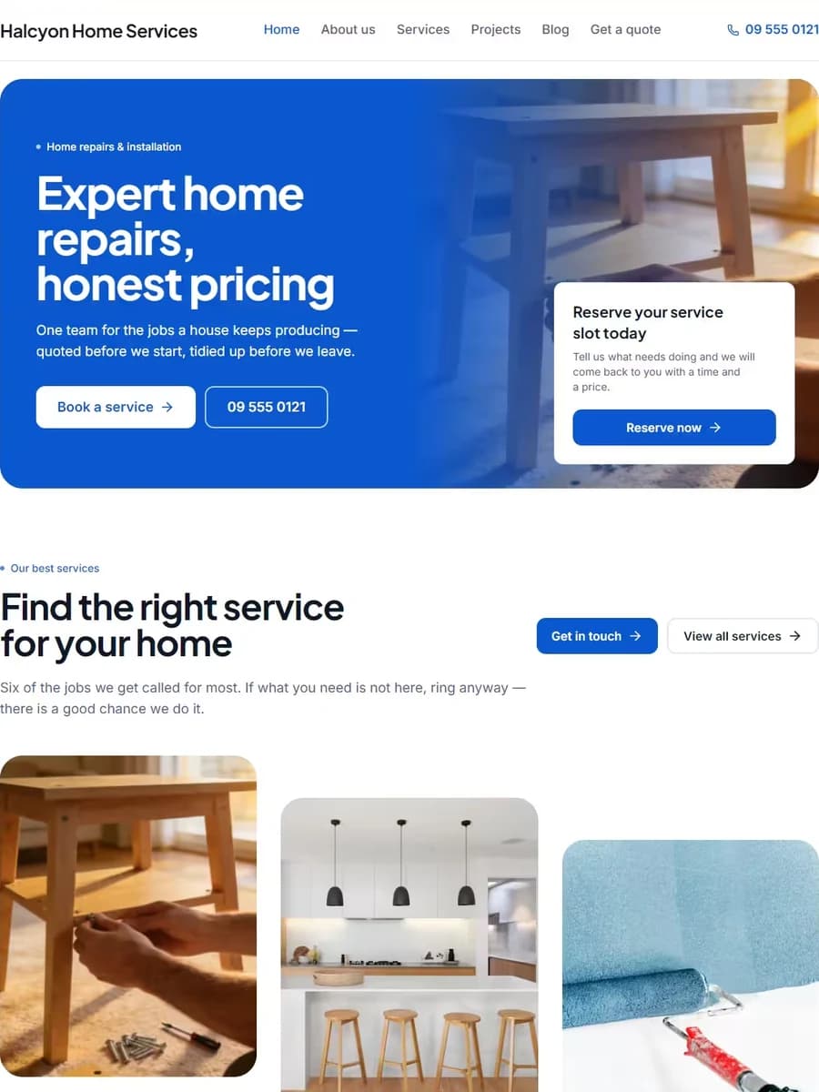 Cobalt template, home page preview