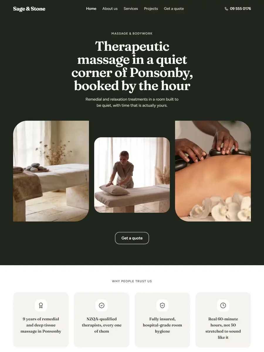 Haven template, home page preview