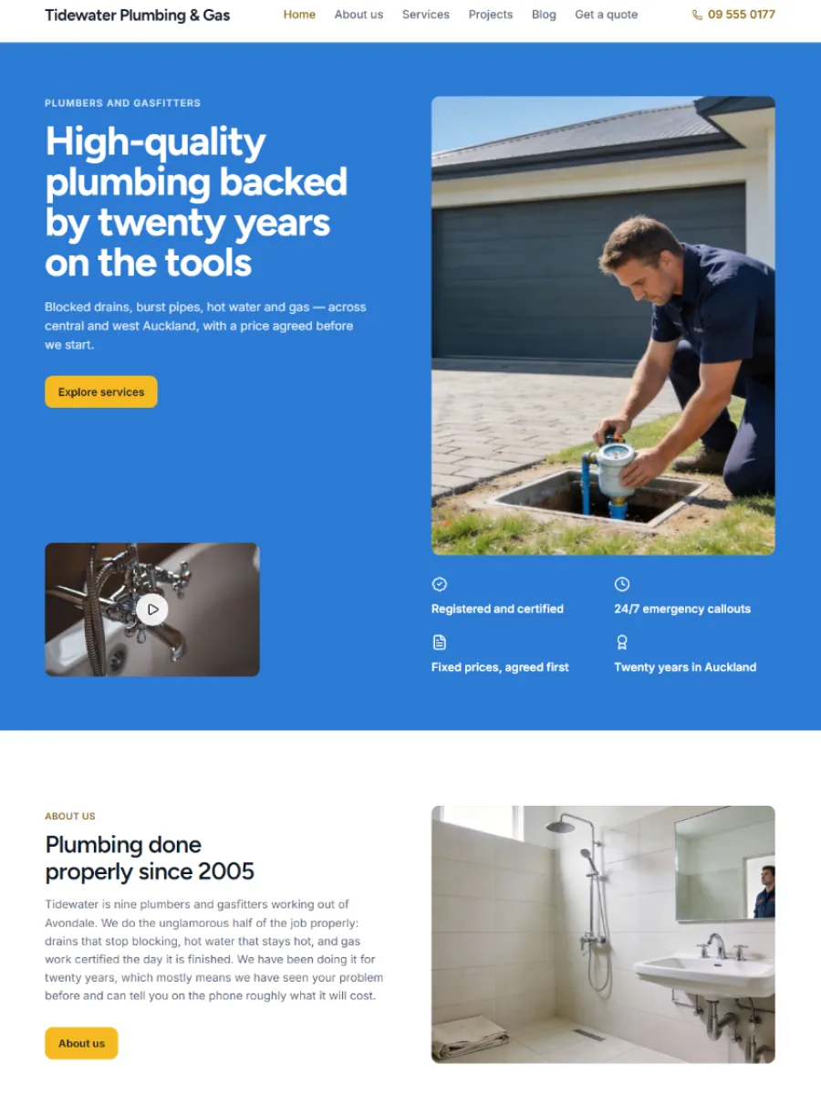 Mainline template, home page preview