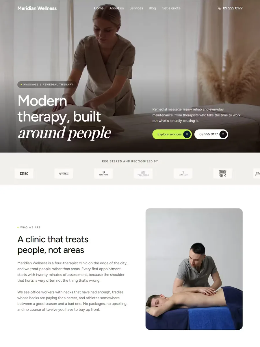 Medara template, home page preview