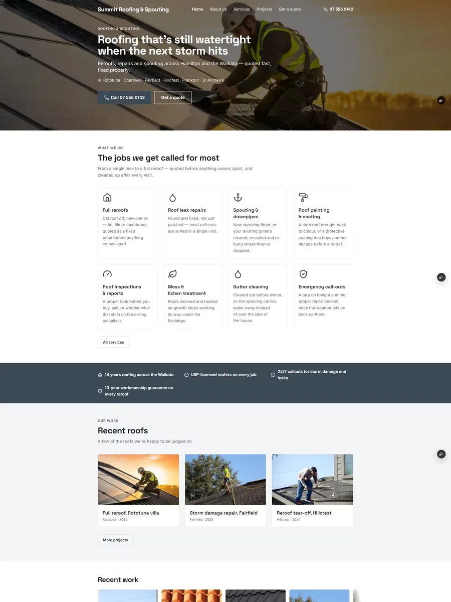 Ridgeline template, home page preview