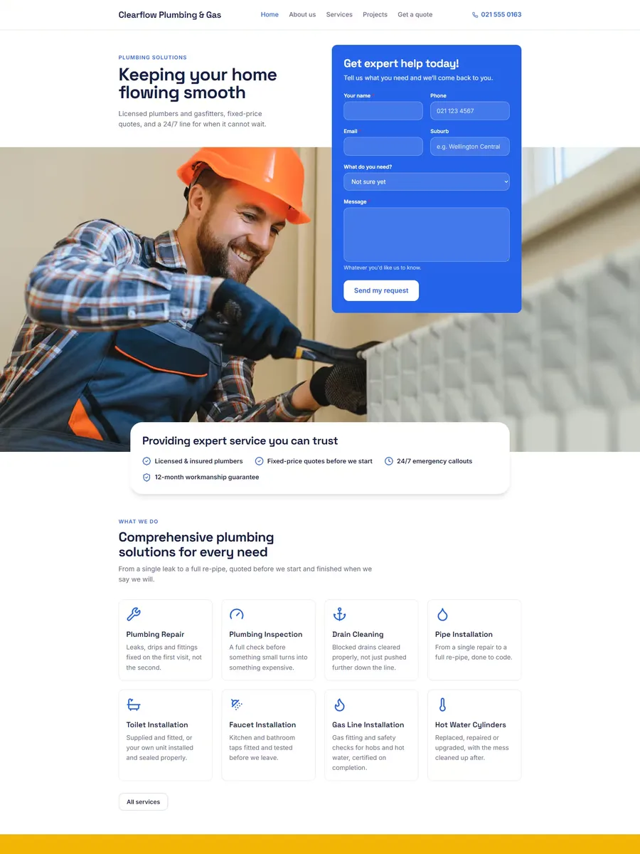 Streamline template, home page preview