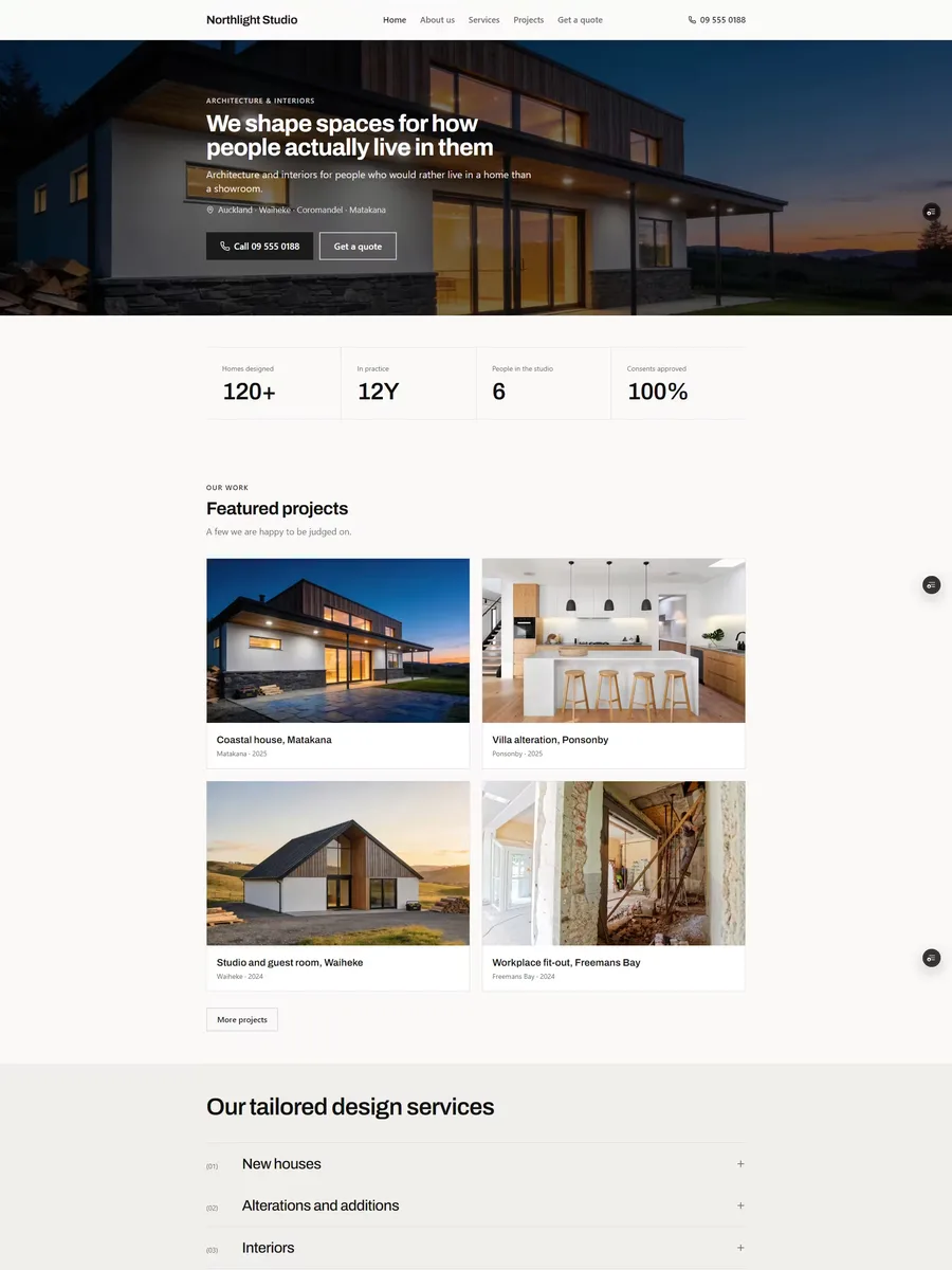 Studio website design