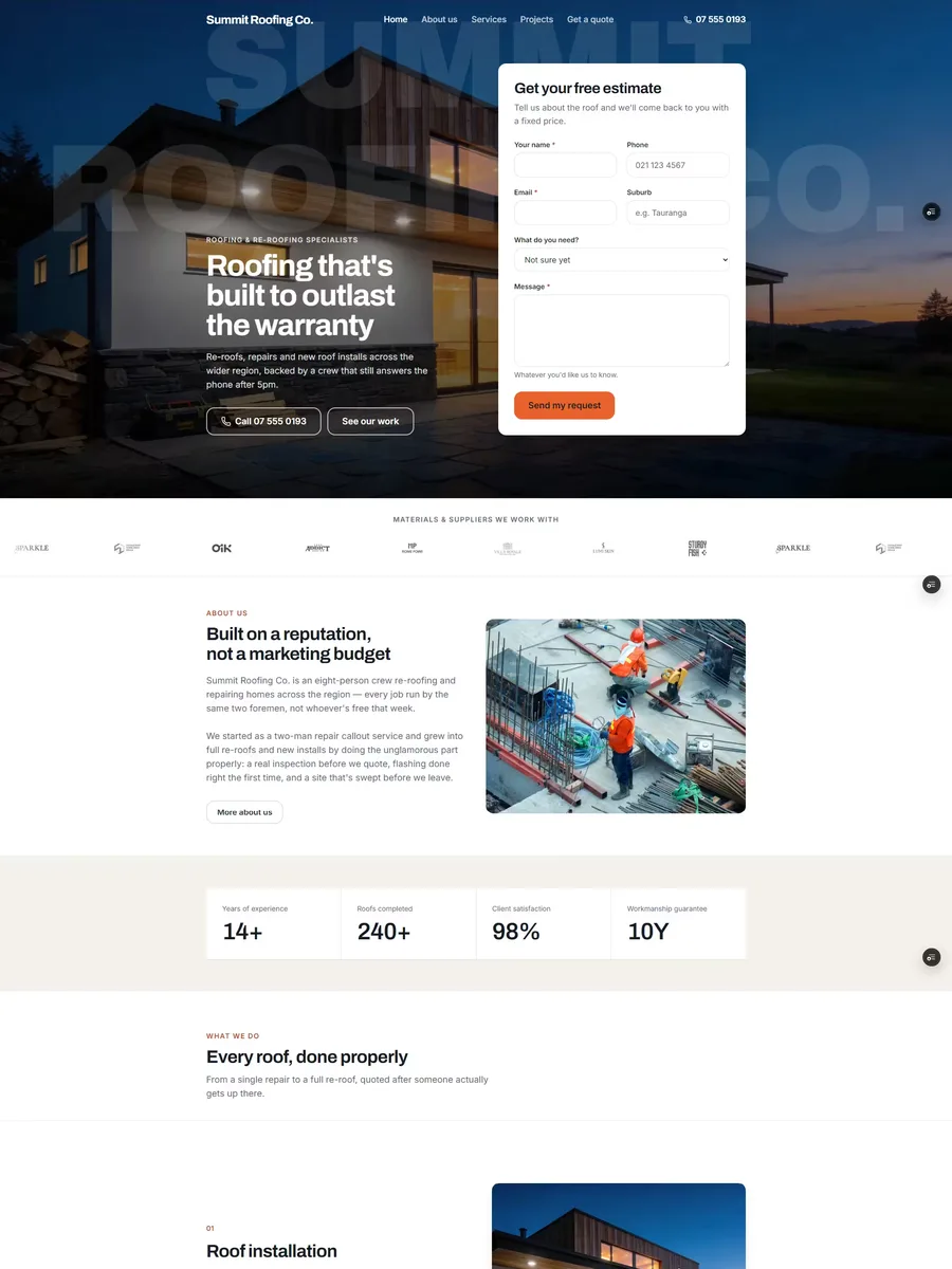 Summit template, home page preview