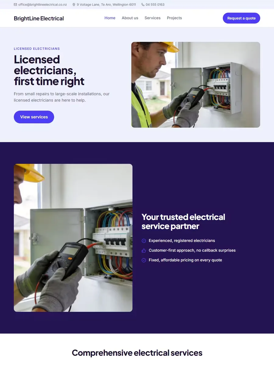 Volt template, home page preview